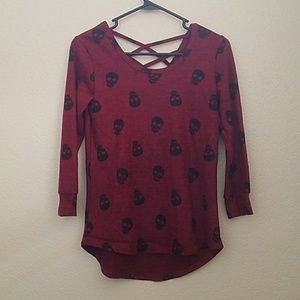 Red skull blouse